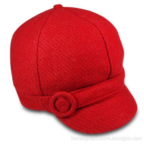 Fashionable Women's Cap with Self Band and Plastic Round Buckle